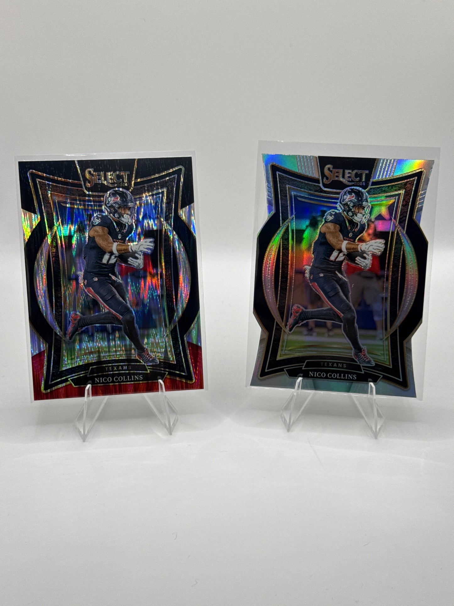 Nico Collins #86 Concourse Level Silver Prizm Die-Cut and Red Black Prizm Shock