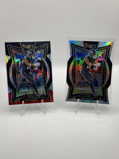 Nico Collins #86 Concourse Level Silver Prizm Die-Cut and Red Black Prizm Shock