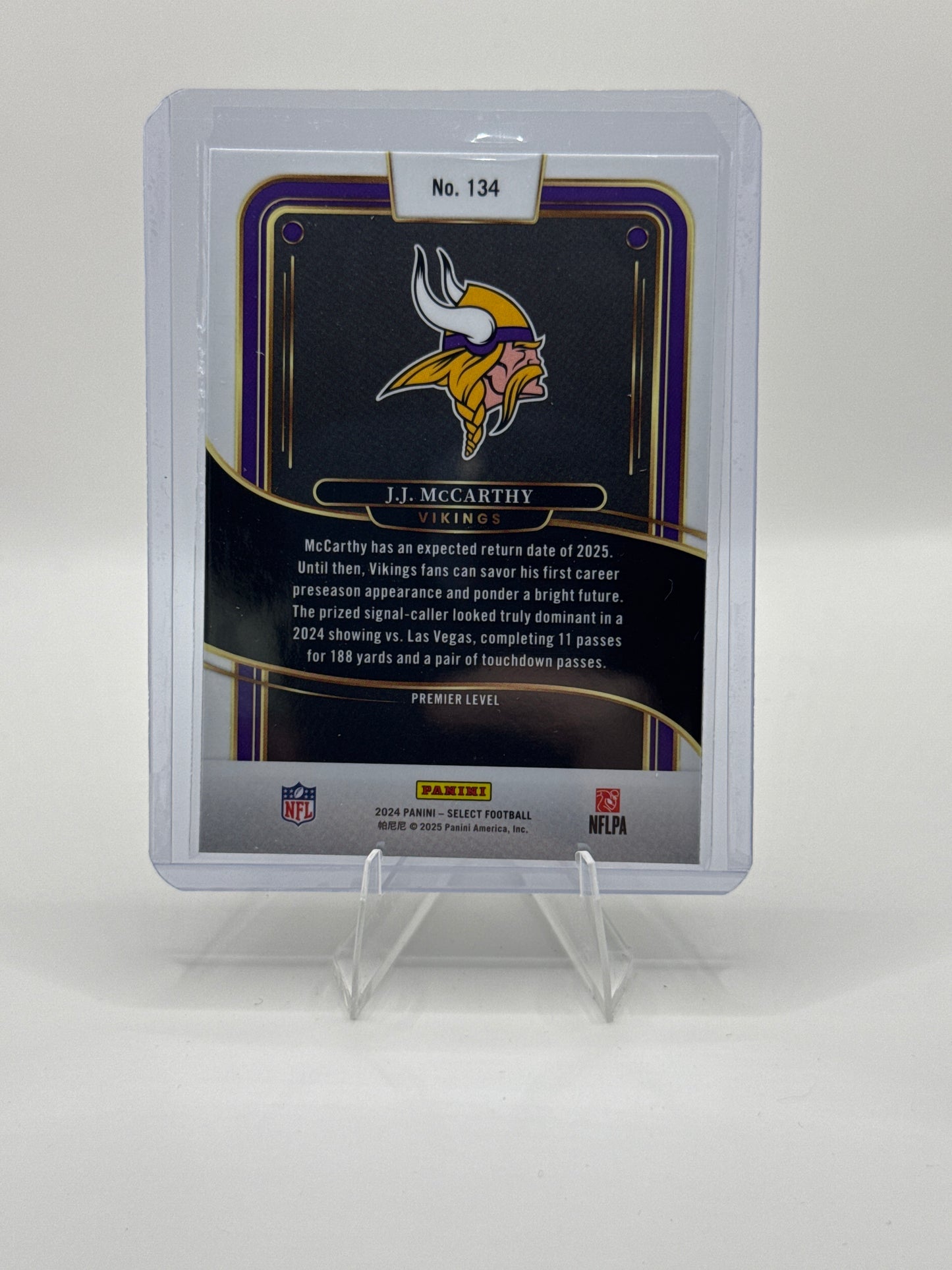 J.J. McCarthy (Rookie) #134 Premier Level