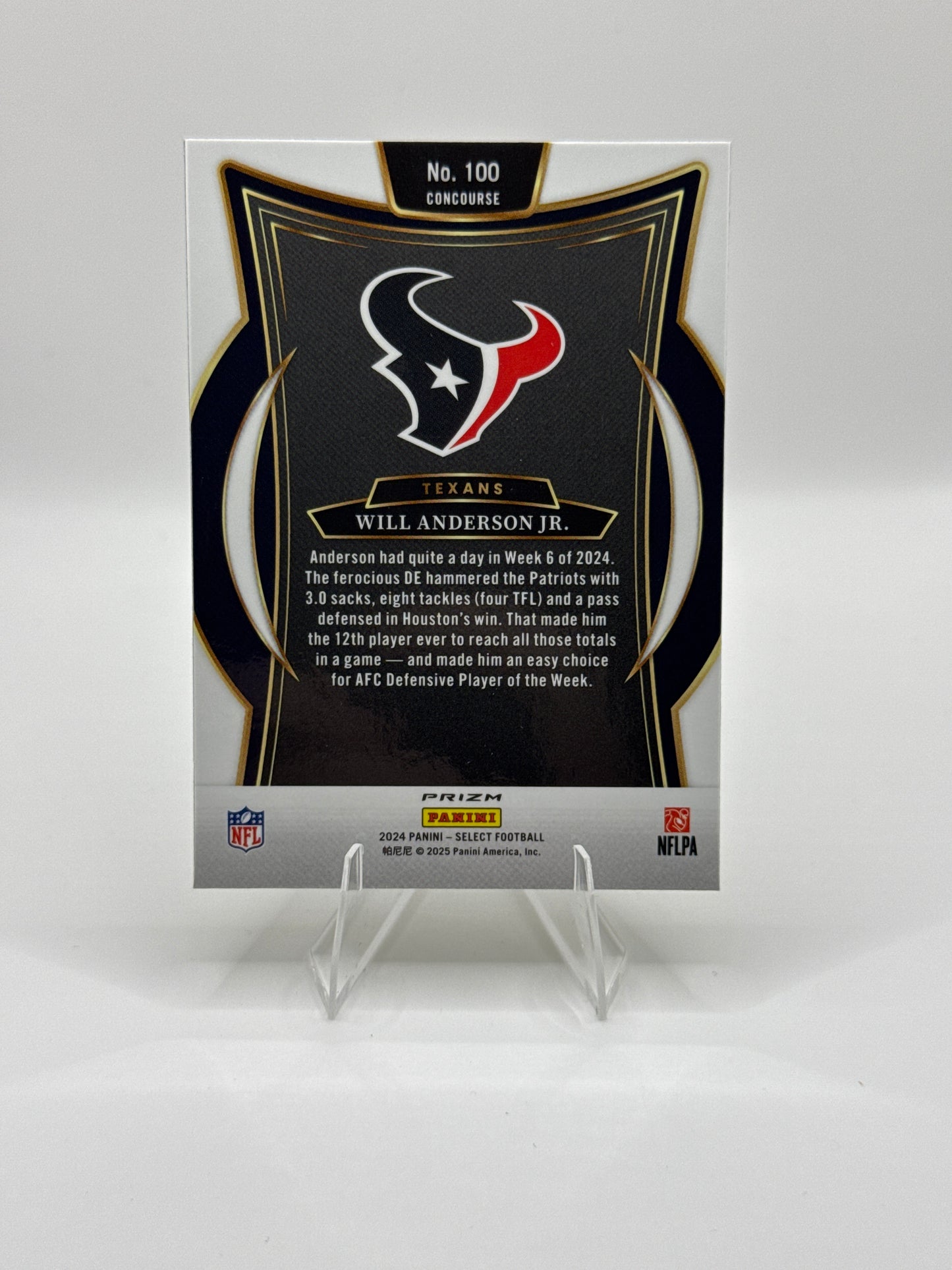 Will Anderson Jr. #100 Green Yellow Prizm Shock 2024 Panini - Select Football