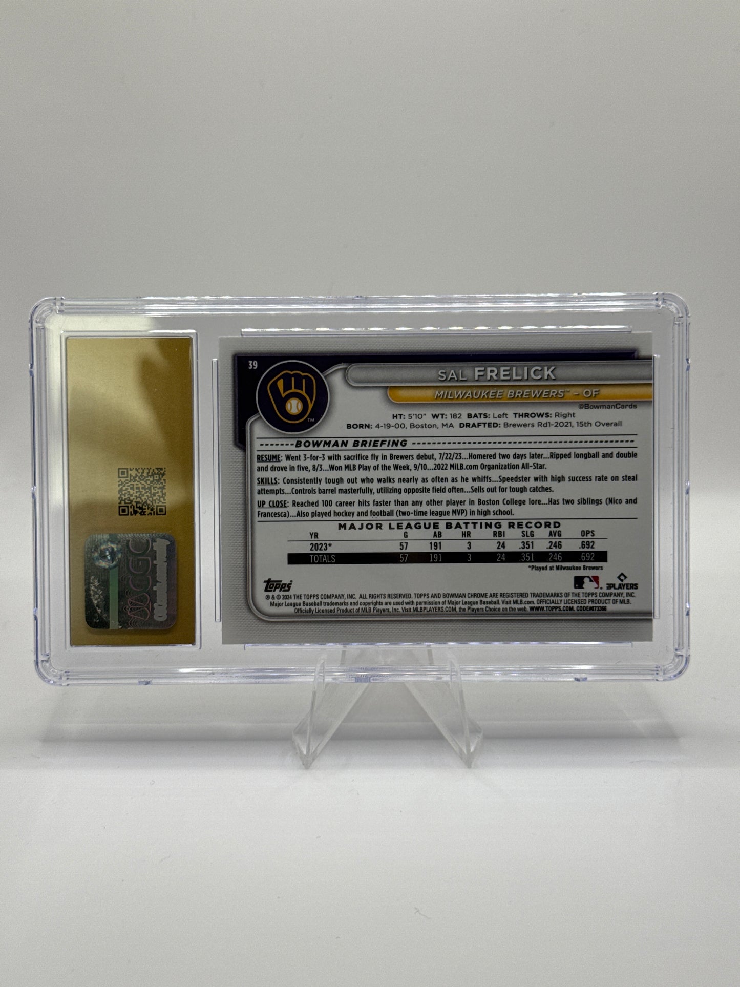 Sal Frelick #39 Purple 201/250 CGC Pristine 10