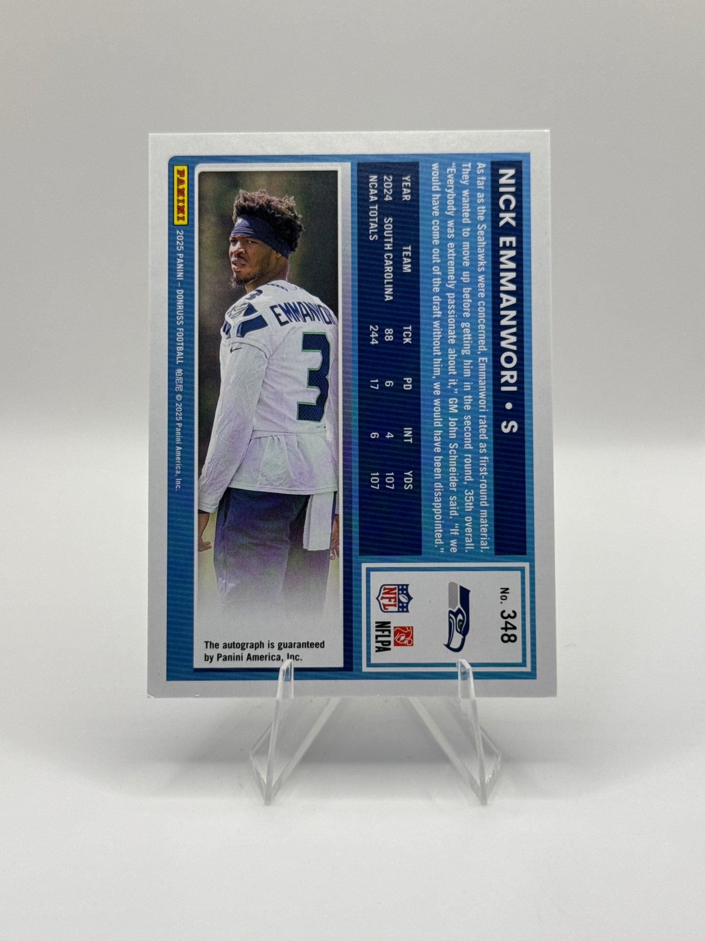 Nick Emmanwori Rated Rookie #348 Purple Autograph 031/150 2025 Panini - Donruss Football