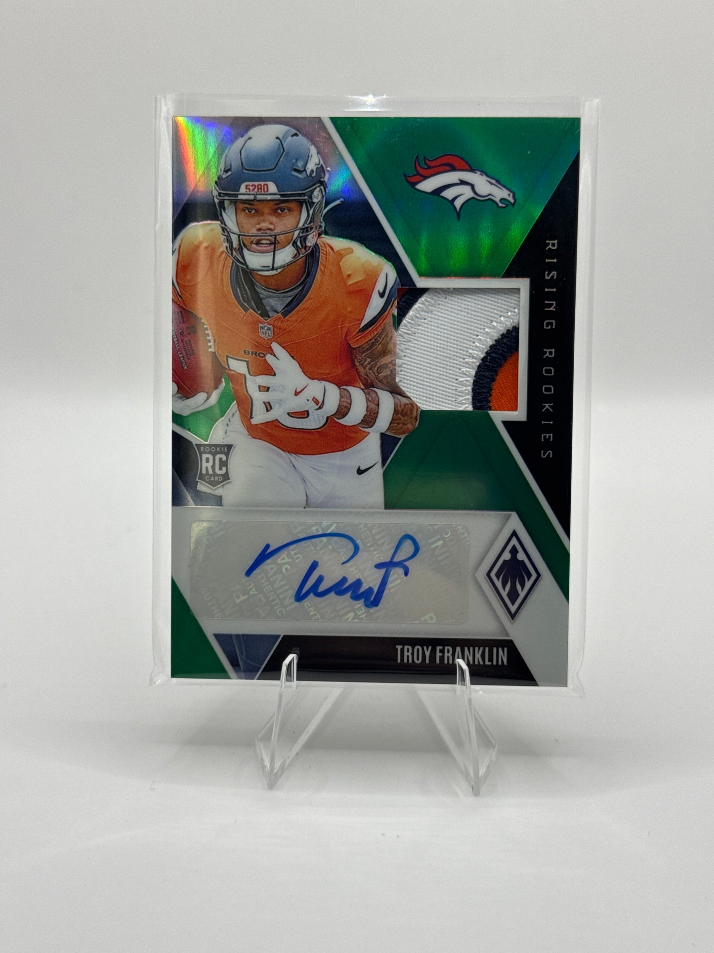 Troy Franklin Rising Rookies #RRAJ-TFN Tri-Colored Patch Autograph 13/49