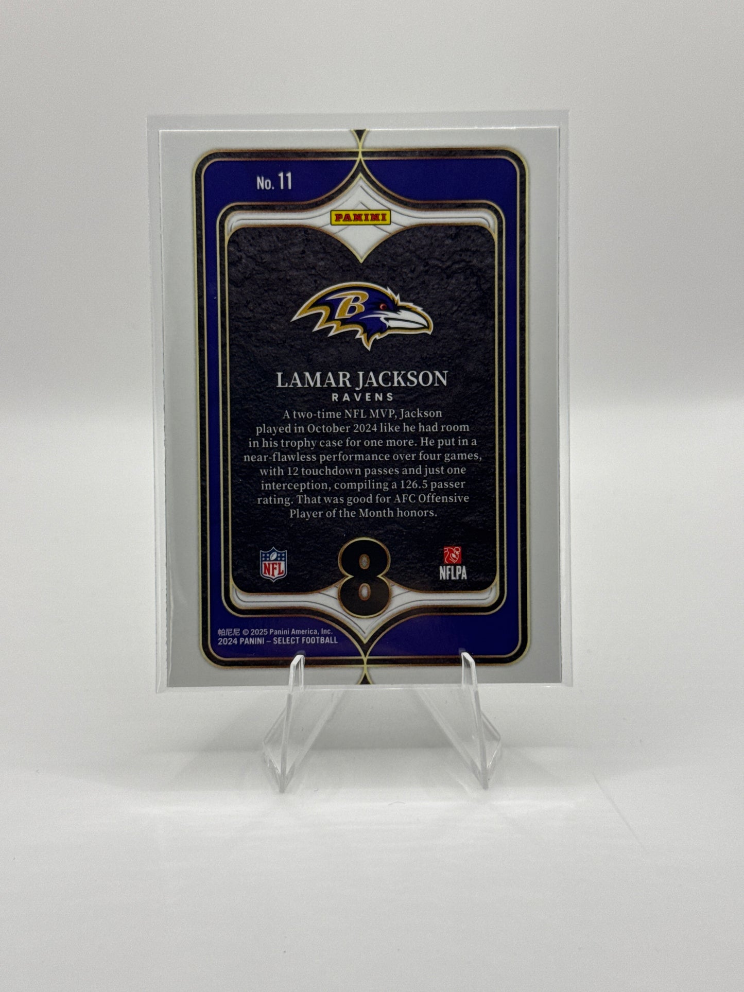 Lamar Jackson #11 Numbers 2024 Panini - Select Football