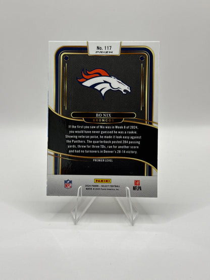 Bo Nix Rookie #117 Red Blue Prizm Shock Premier Level
