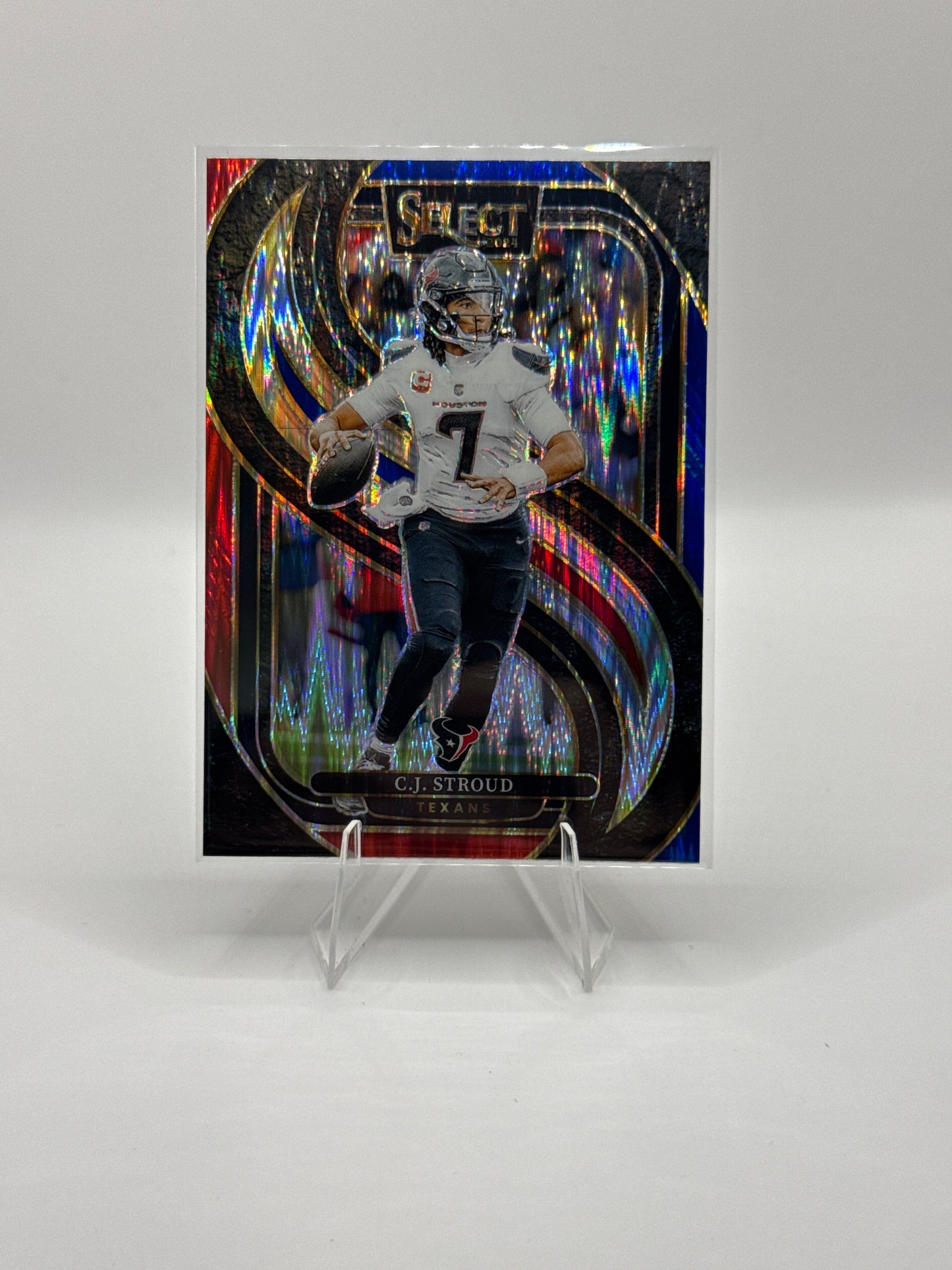 C.J. Stroud #128 Red Blue Prizm Shock Premier Level 2024 Panini - Select Football