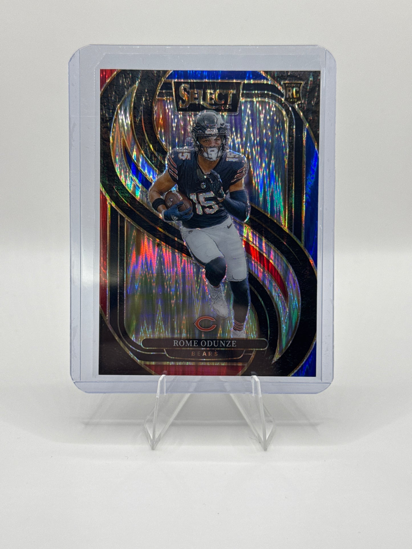 Rome Odunze (Rookie) #136 Red Blue Prizm Shock 2024 Panini - Select Football