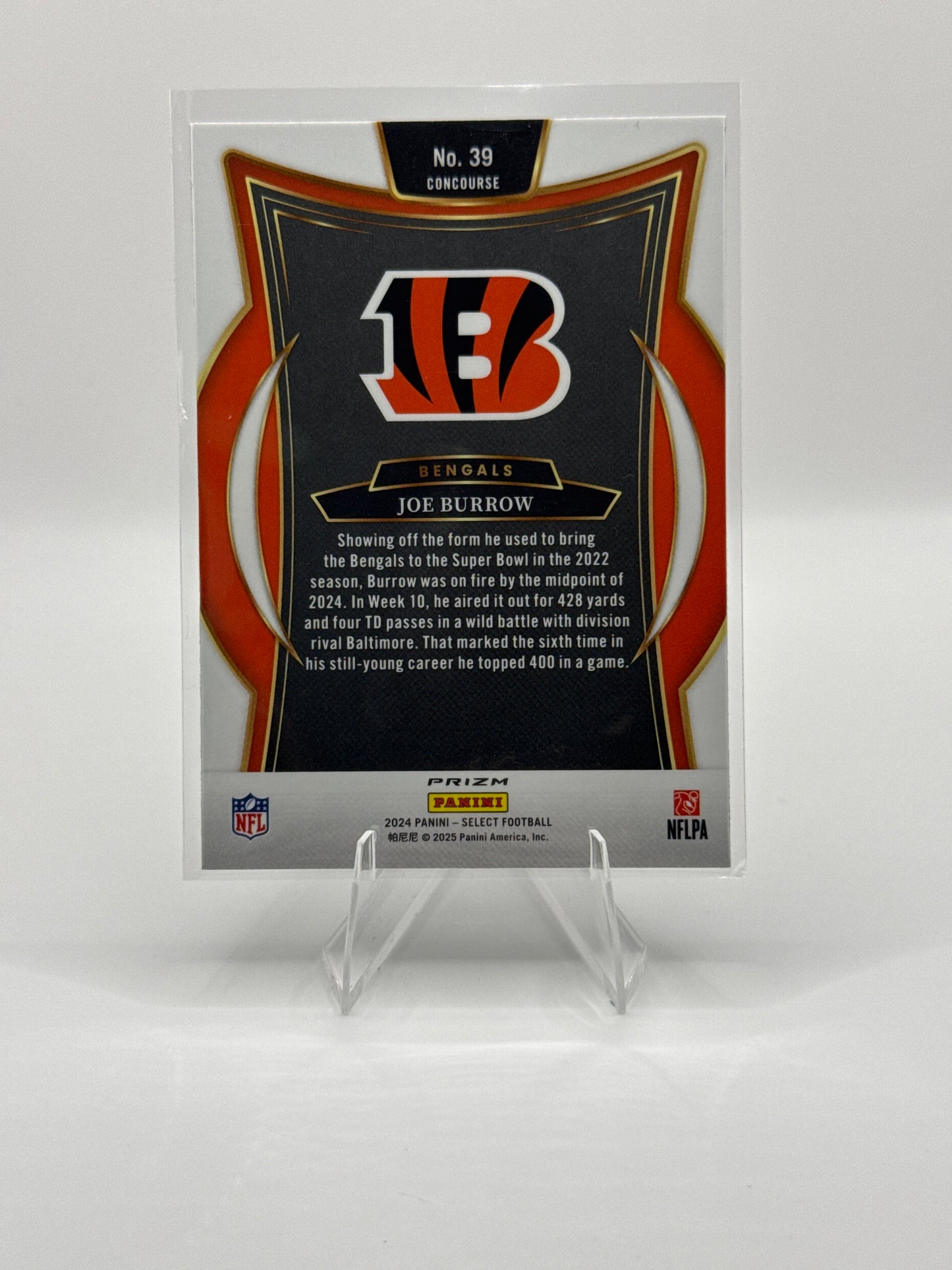 Joe Burrow #39 Red Blue Prizm Shock 2024 Panini - Select Football