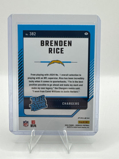 Brenden Rice Rated Rookie #382 Red Green Holo