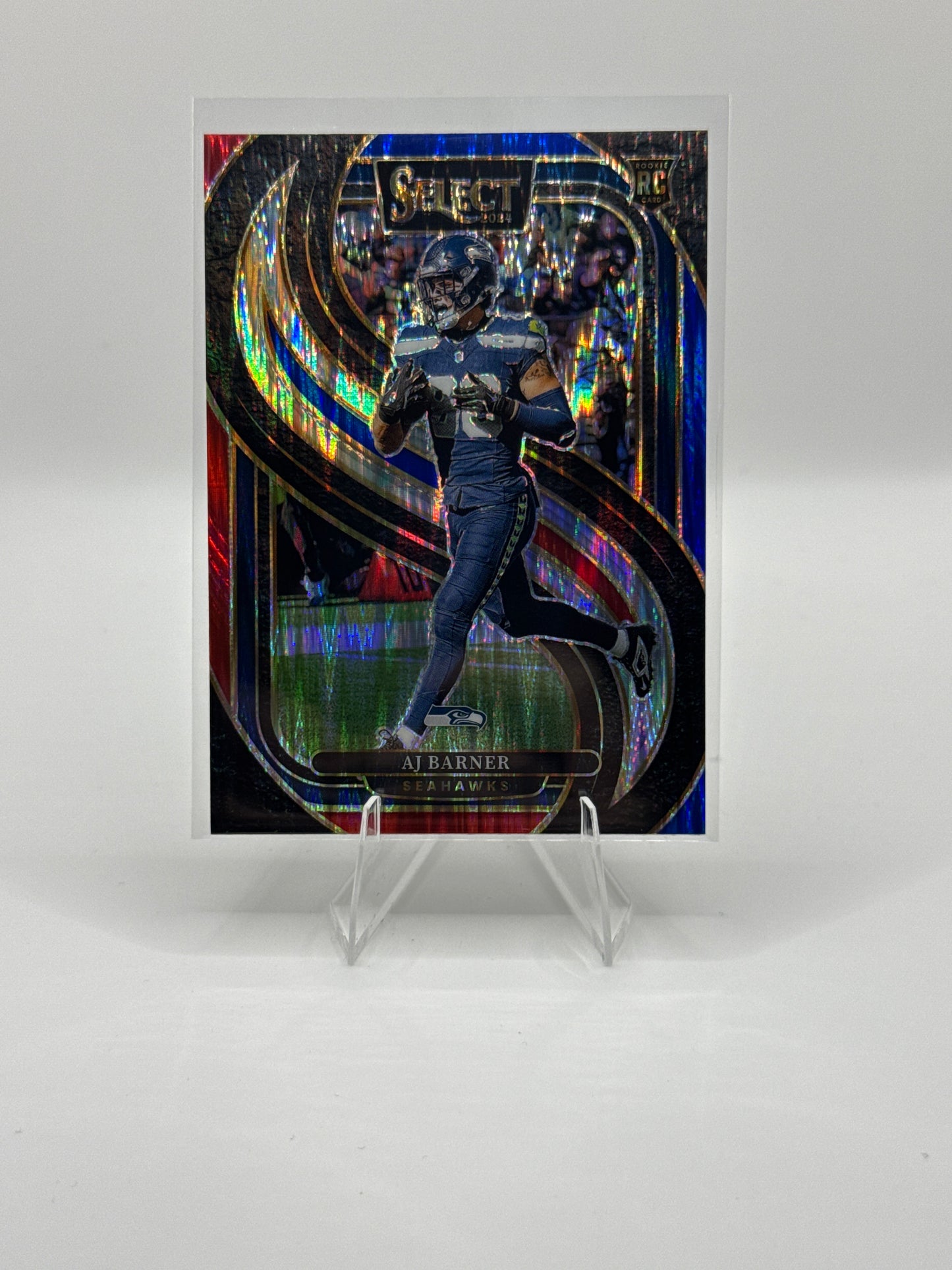 AJ Barner (Rookie) #103 Red Blue Prizm Shock Premier Level 2024 Panini - Select Football