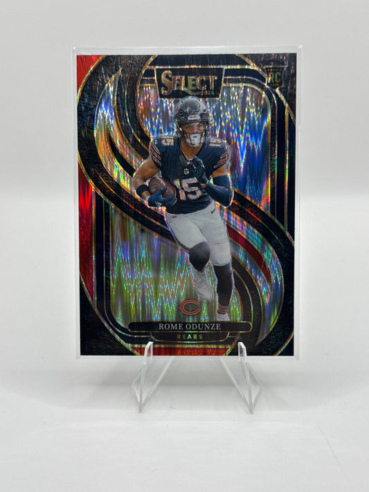 Rome Odunze (Rookie) #136 Red Black Prizm Shock Premier Level 2024 Panini - Select Football