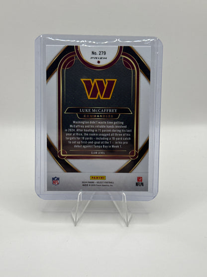Luke McCaffrey #279 Club Level Red Blue Prizm Shock