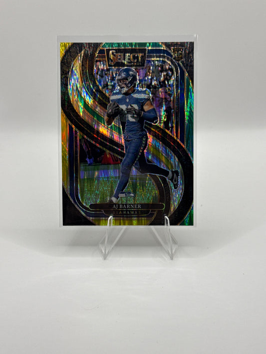 AJ Barner #103 Green Yellow Prizm Shock Premier Level 2024 Panini - Select Football