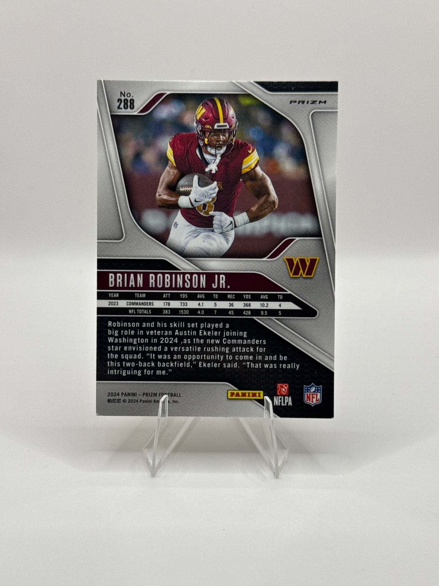 Brian Robinson Jr #288 Orange Ice 2024 Panini - Prizm