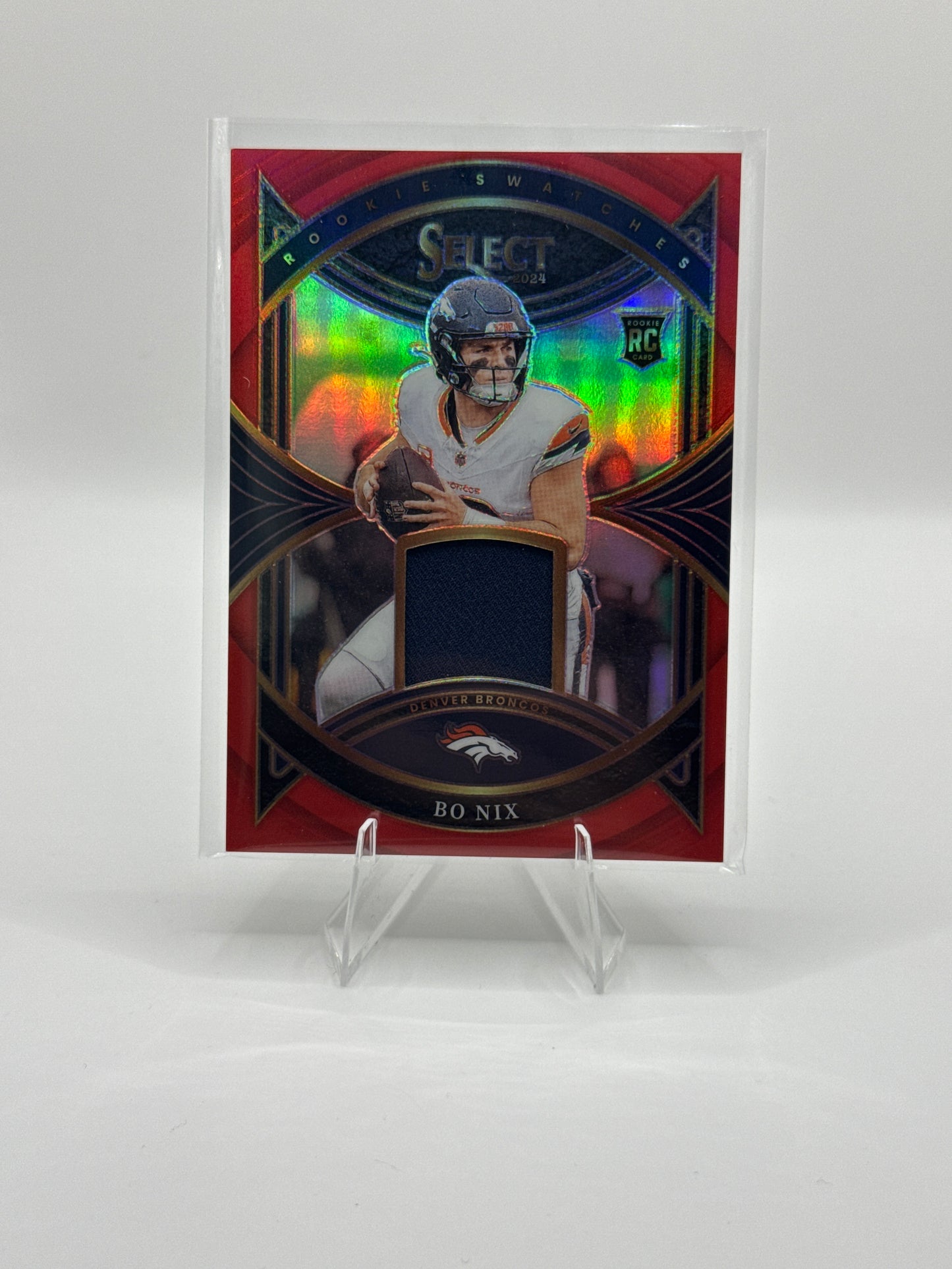 Bo Nix #RS-BNS Red Prizm Rookie Swatches
