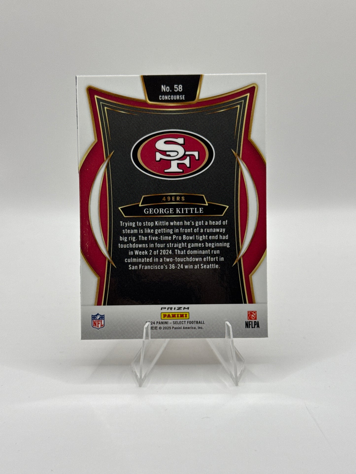 George Kittle #58 Red Black Prizm Shock Concourse Level - Color Match!