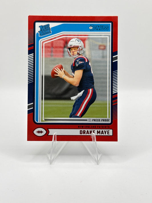 Drake Maye Rated Rookie #379 Red Press Proof *Top Left Corner Bent*