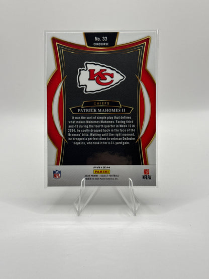 Patrick Mahomes #33 Red Blue Prizm Shock Concourse Level 2024 Panini - Select Football