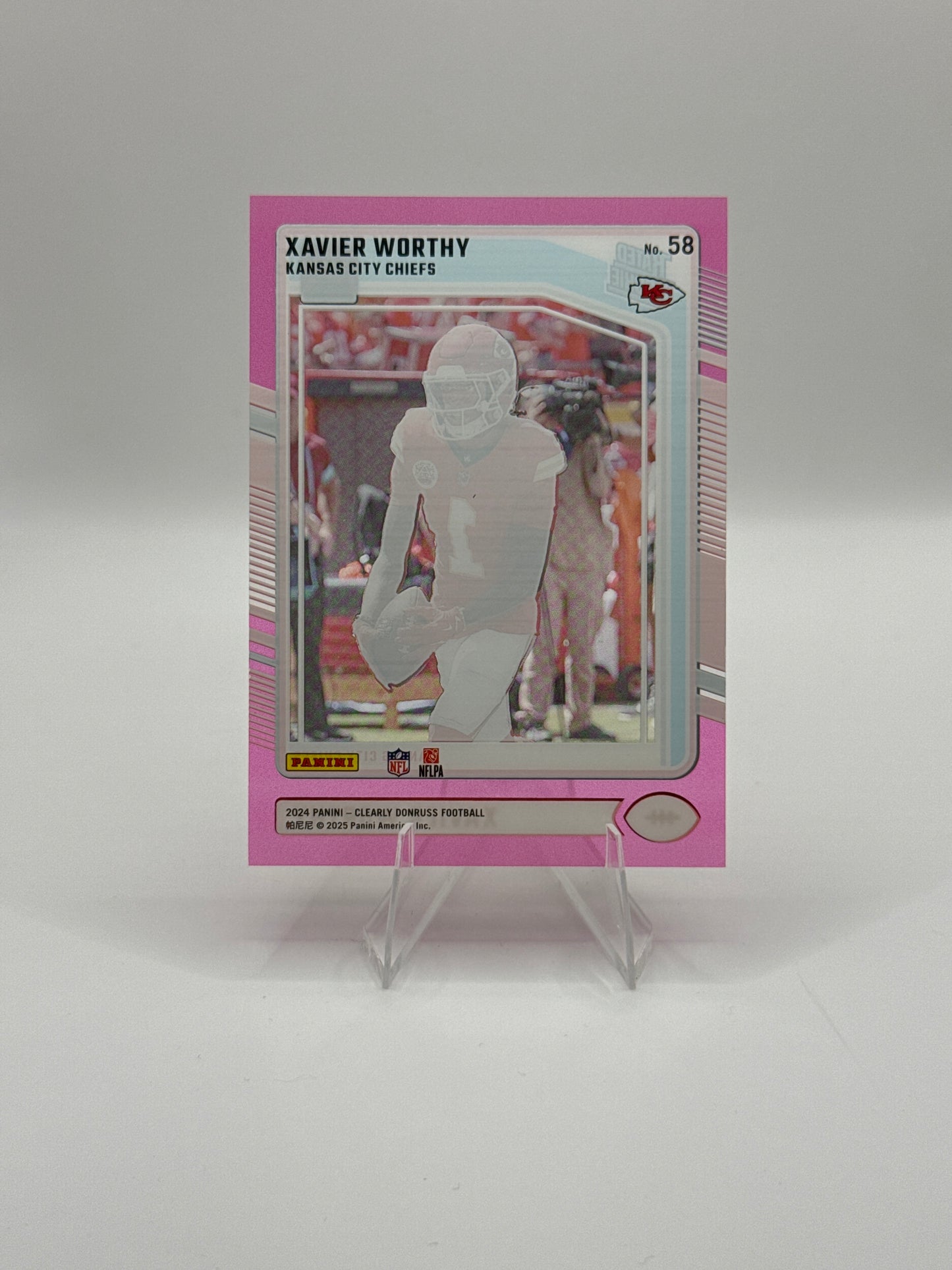 Xavier Worthy Rated Rookie #58 Pink Donruss Clearly Football