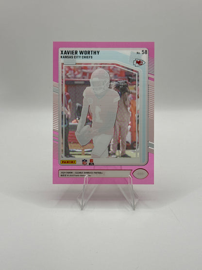 Xavier Worthy Rated Rookie #58 Pink Donruss Clearly Football