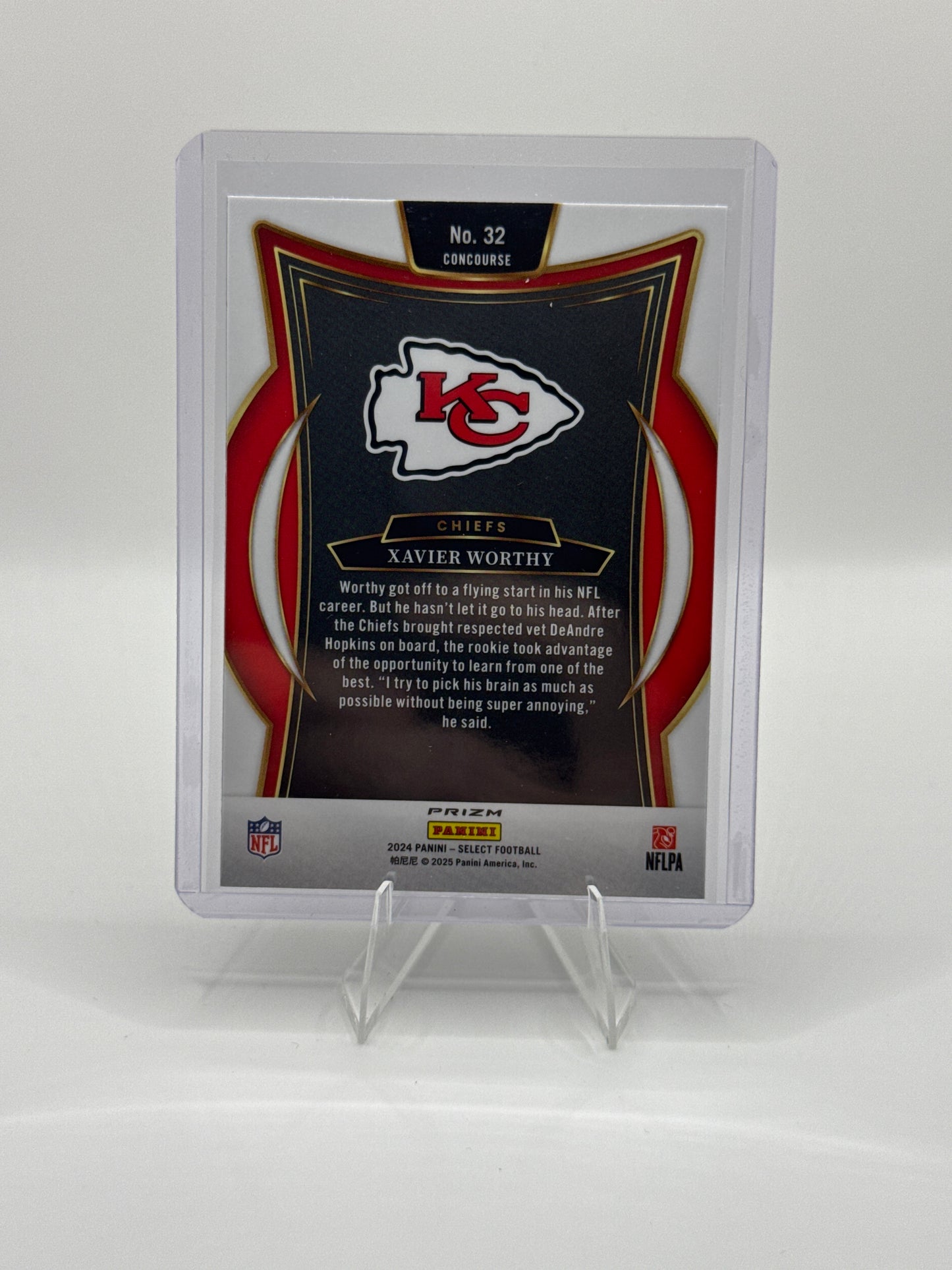 Xavier Worthy (Rookie) #32 Red Blue Prizm Shock Concourse Level 2024 Panini - Select Football