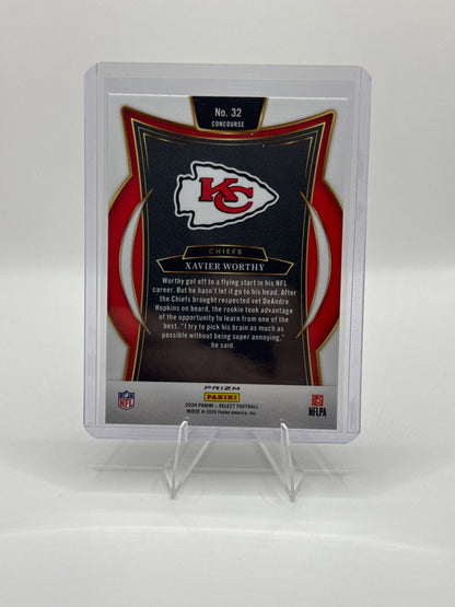 Xavier Worthy (Rookie) #32 Red Blue Prizm Shock Concourse Level 2024 Panini - Select Football