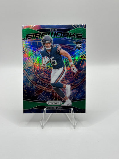 Rome Odunze (Rookie) #19 Green Fireworks 2024 Panini - Prizm