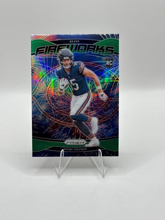 Rome Odunze (Rookie) #19 Green Fireworks 2024 Panini - Prizm