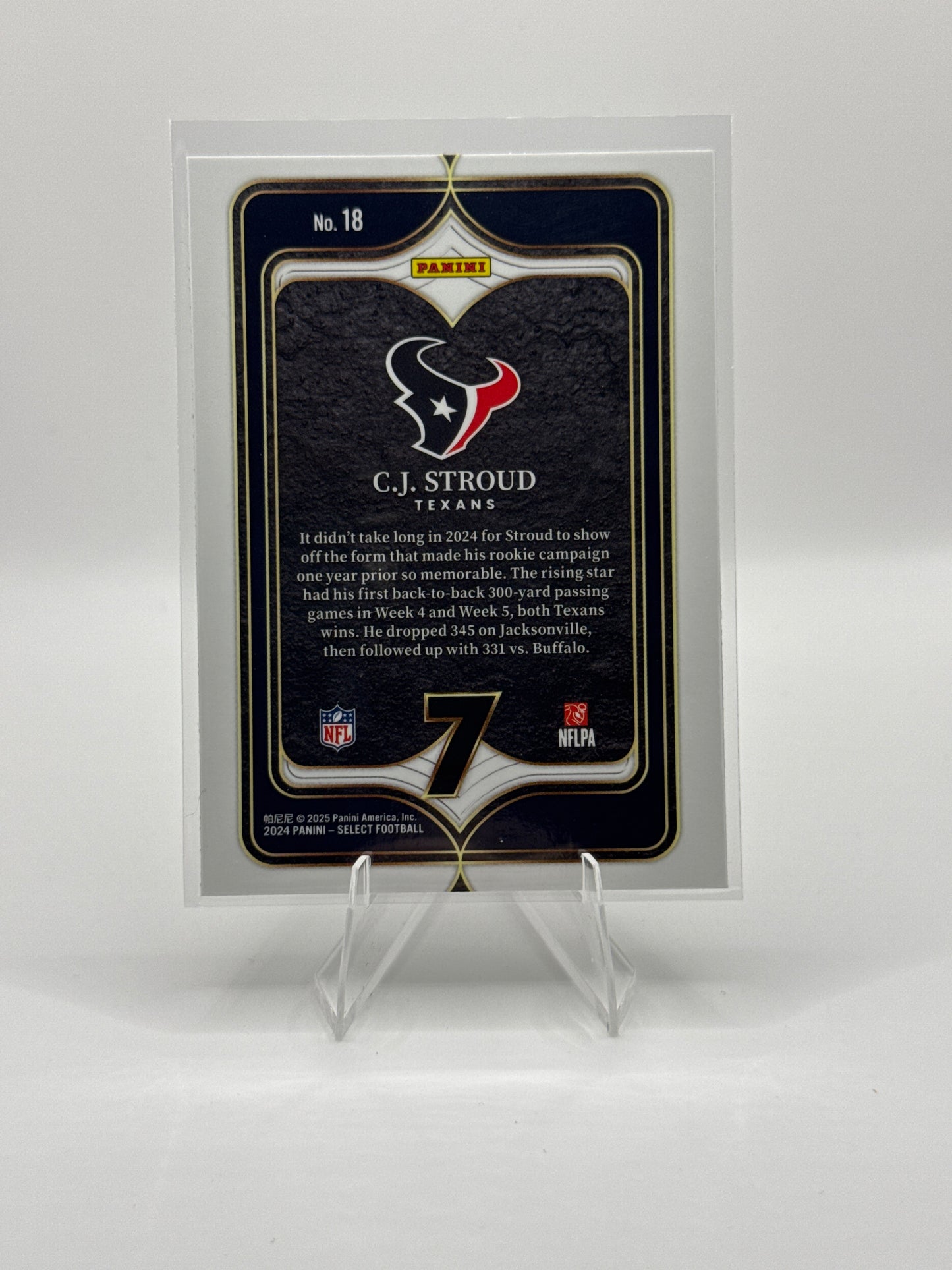 C.J. Stroud #18 Numbers 2024 Panini - Select Football