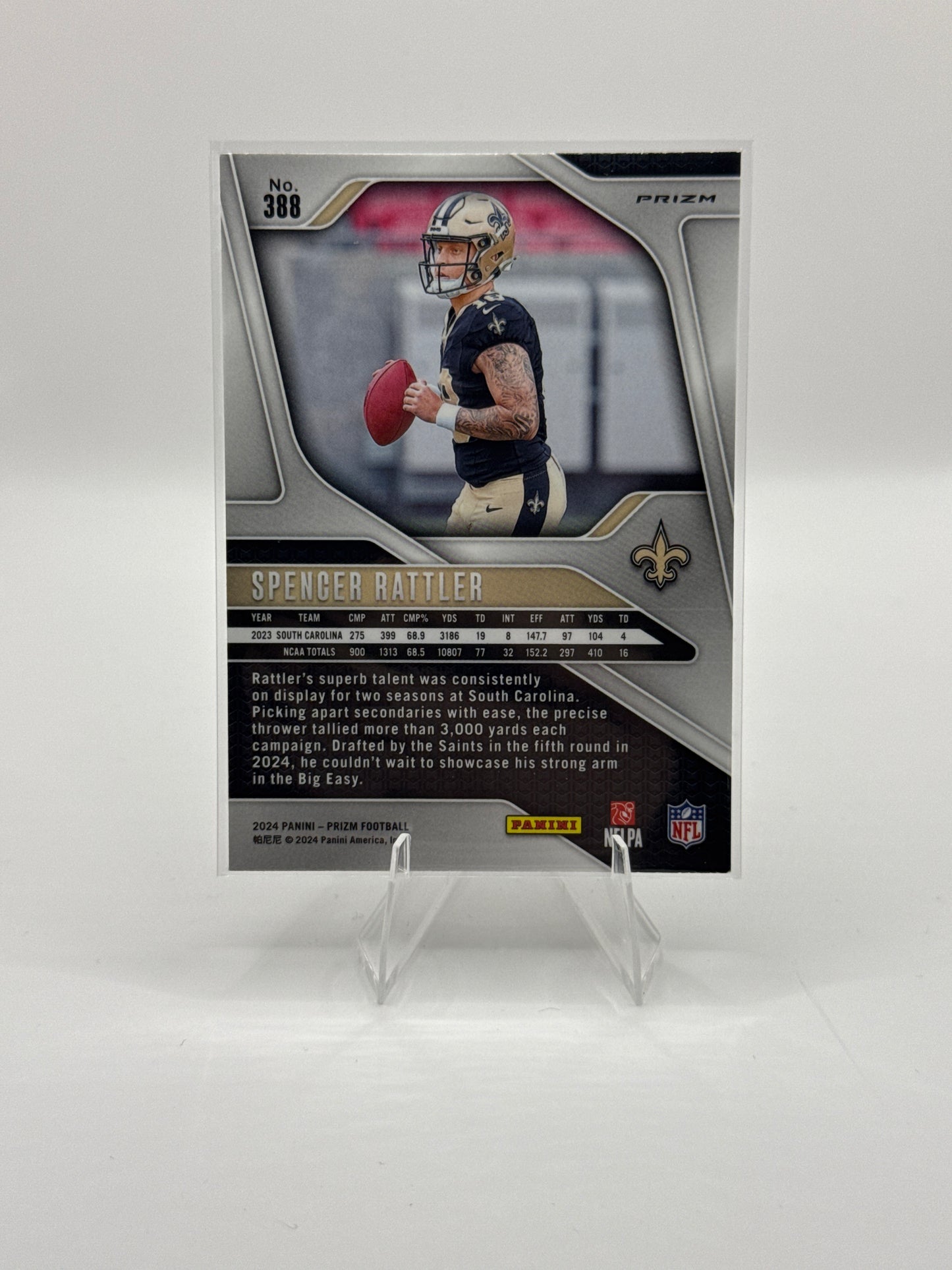 Spencer Rattler (Rookie) #388 Silver Prizm 2024 Panini - Prizm Football