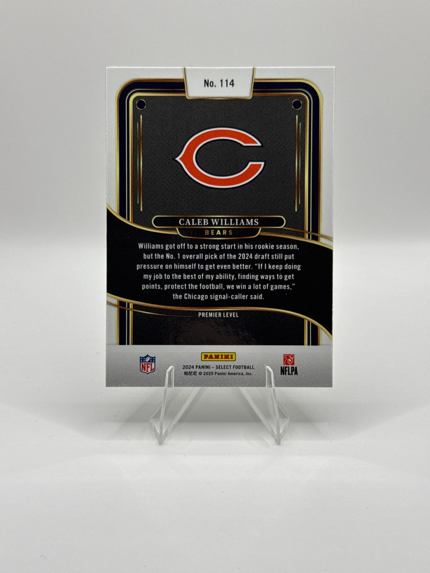 Caleb Williams (Rookie) #114 Premier Level 2024 Panini - Select Football