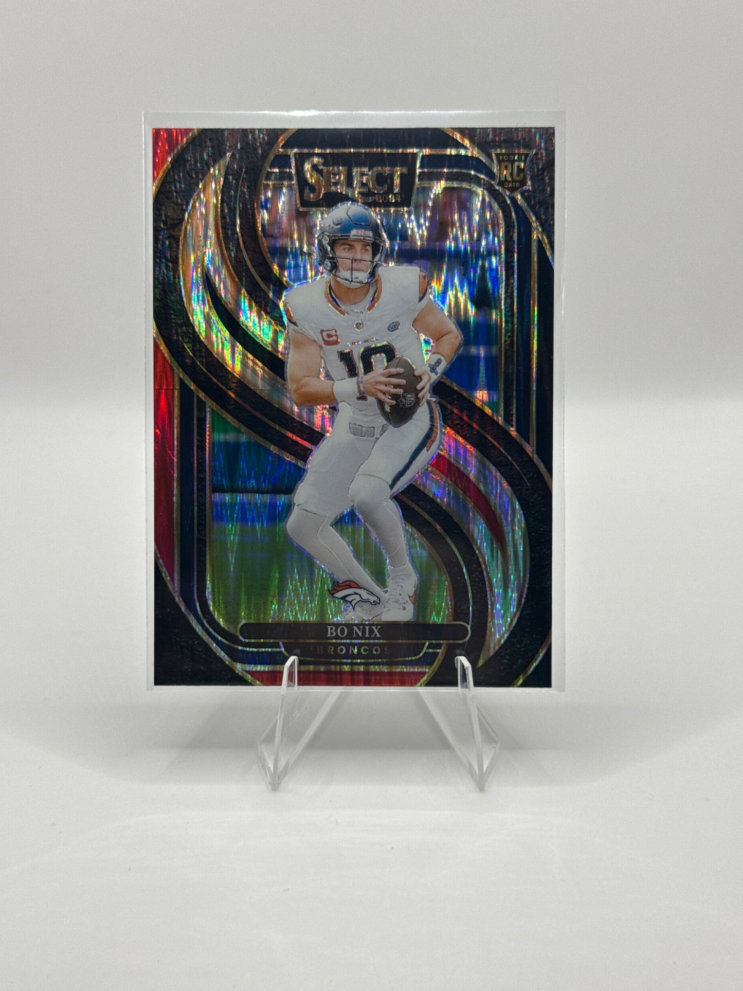 Bo Nix (Rookie) #117 Red Black Prizm Shock Premier Level