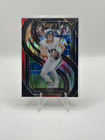 Bo Nix (Rookie) #117 Red Black Prizm Shock Premier Level