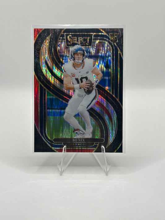 Bo Nix (Rookie) #117 Red Black Prizm Shock Premier Level