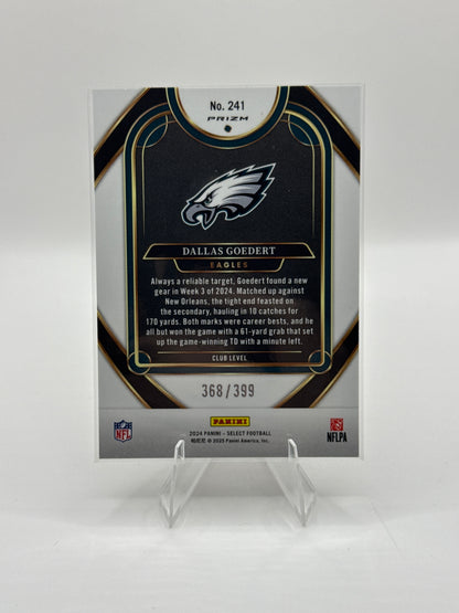 Dallas Goedert #241 Orange Prizm Shock 368/399 Club Level 2024 Panini - Select Football