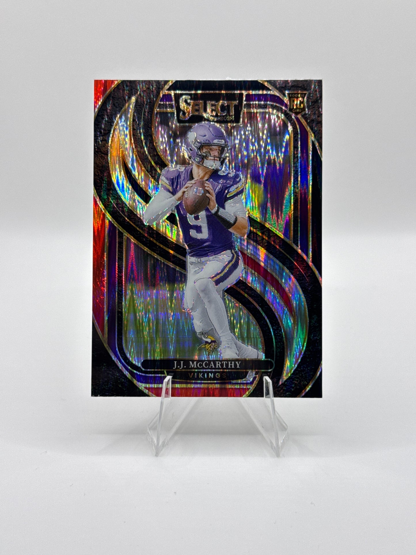 J.J. McCarthy (Rookie) #134 Red Black Prizm Shock Premier Level 2024 Panini - Select Football