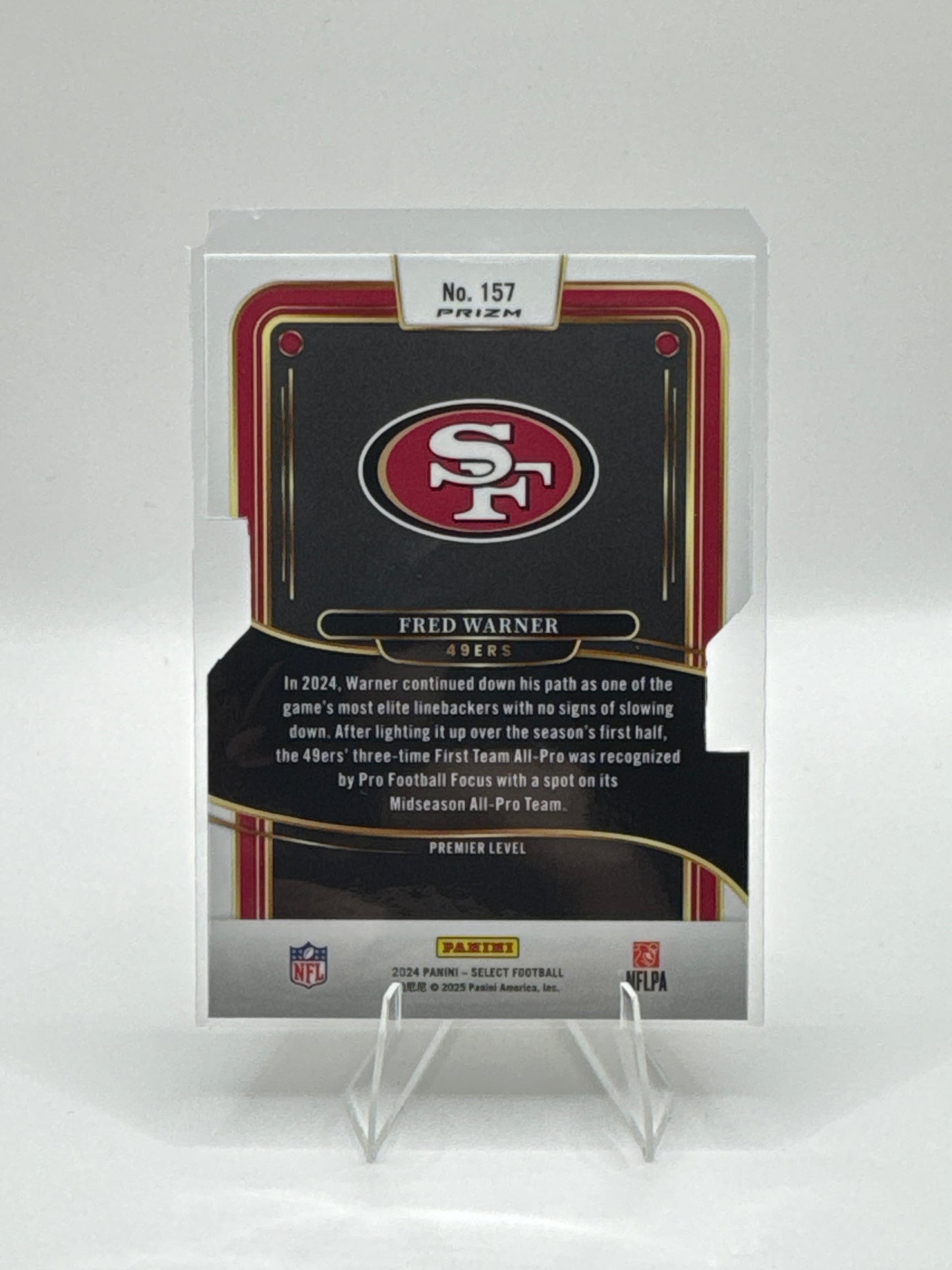 Fred Warner #157 Silver Prizm Die-Cut Premier Level 2024 Panini - Select Football