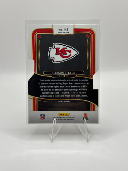 Carson Steele (Rookie) #142 Silver Prizm Die-Cut Premier Level