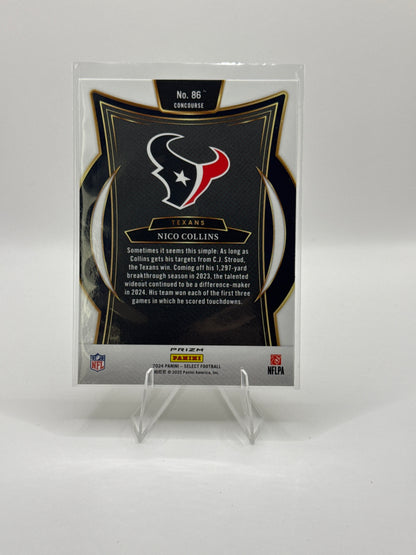 Nico Collins #86 Green Yellow Prizm Shock Concourse Level 2024 Panini - Select Football