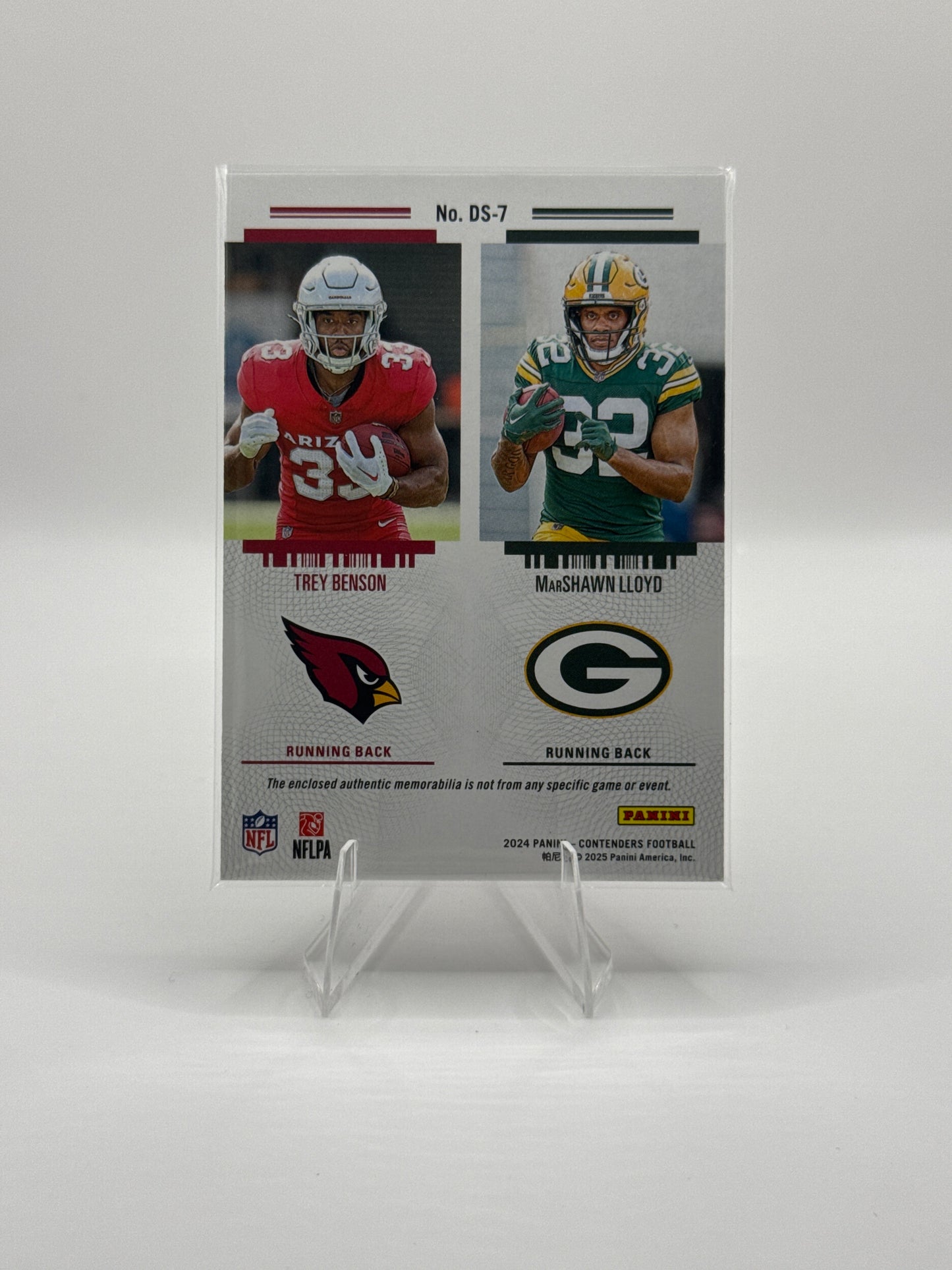 Trey Benson / MarShawn Lloyd #DS-7 Rookie Ticket Dual Swatch