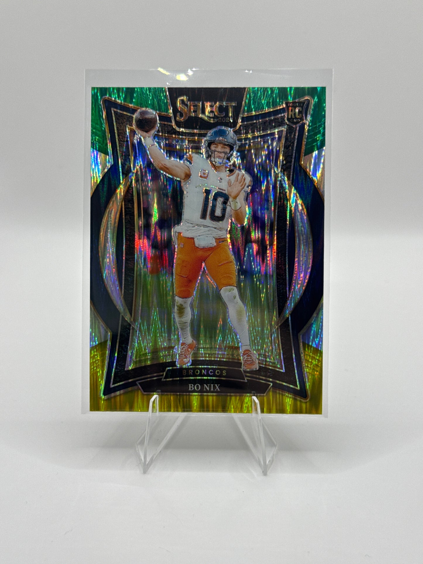Bo Nix #30 Green Yellow Prizm Shock Concourse Level