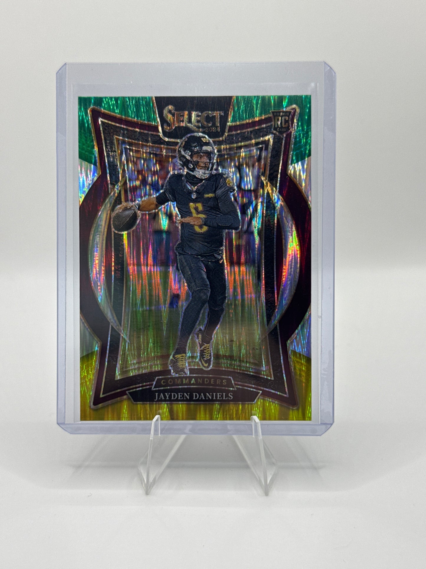 Jayden Daniels #26 Green Yellow Prizm Shock Concourse Level