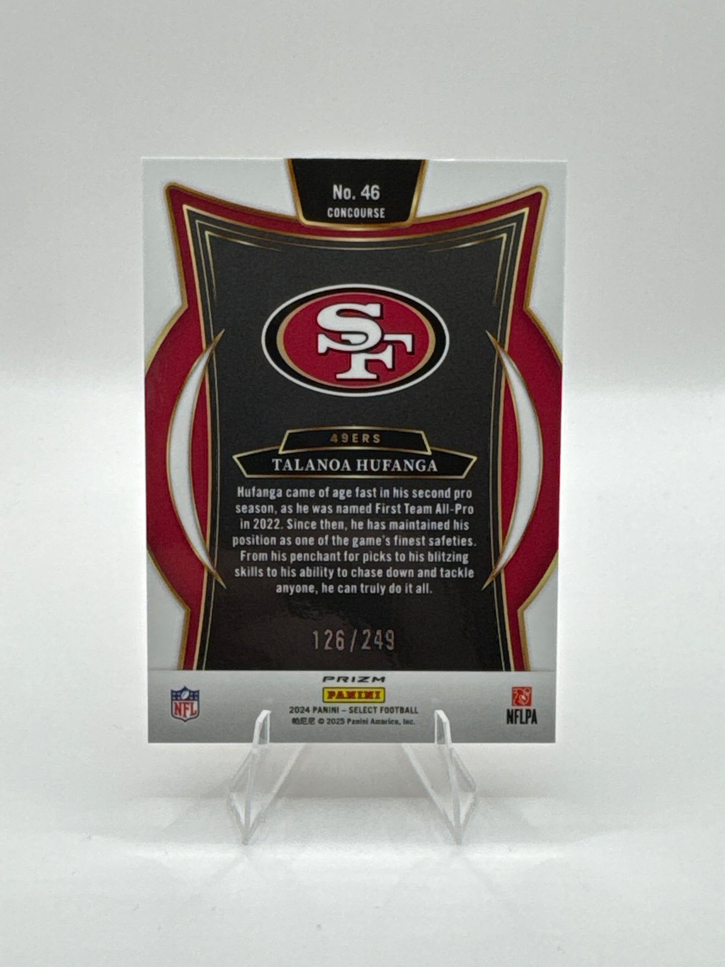 Talanoa Hufanga #46 Red Shock 126/249 Concourse Level 2024 Panini - Select Football