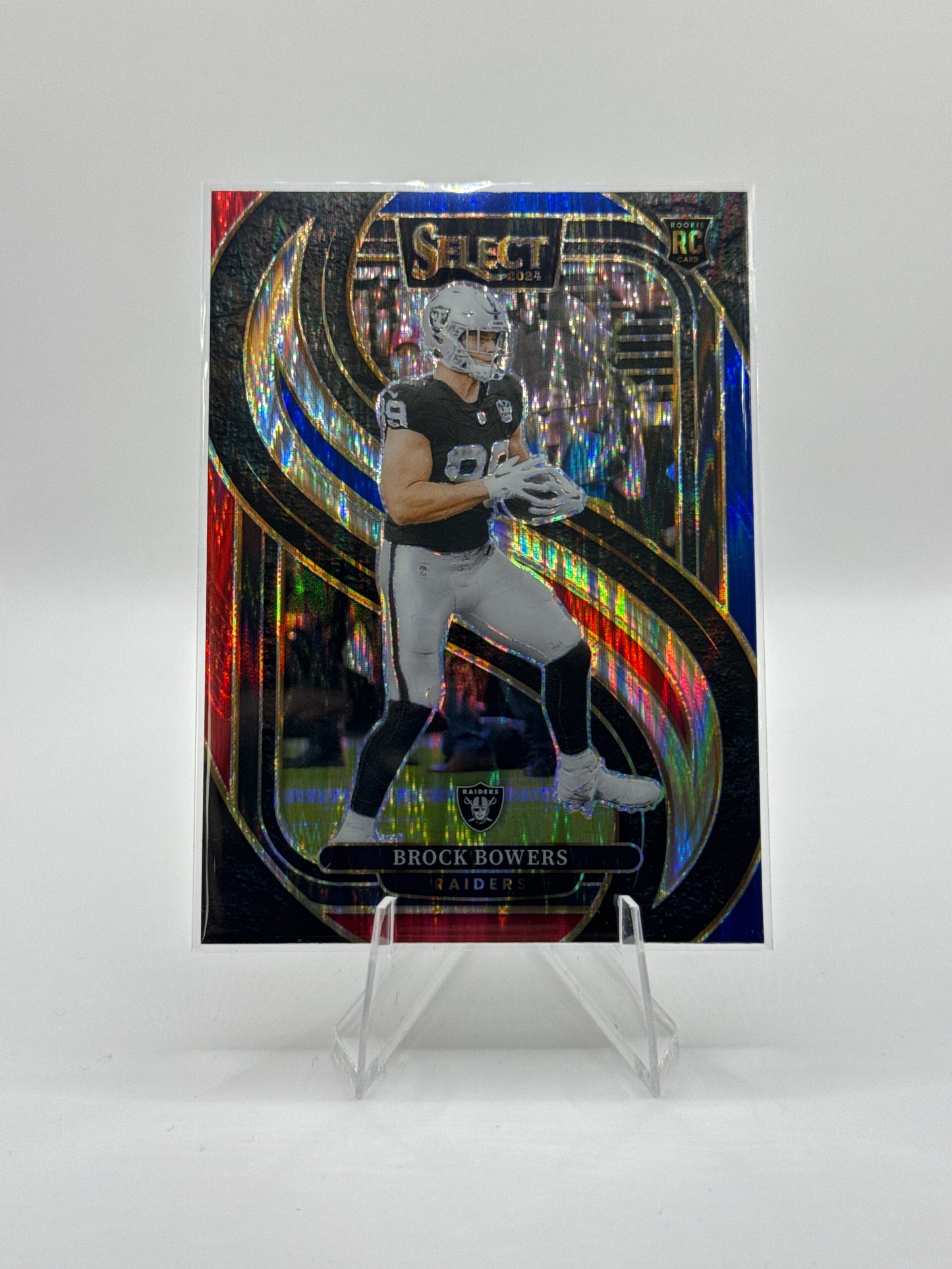 Brock Bowers (Rookie) #118 Red Blue Prizm Shock Premier Level 2024 Panini - Select Football