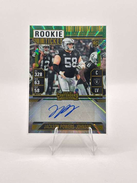 Jackson Powers-Johnson (Rookie) #297 Green Rookie Ticket Autograph