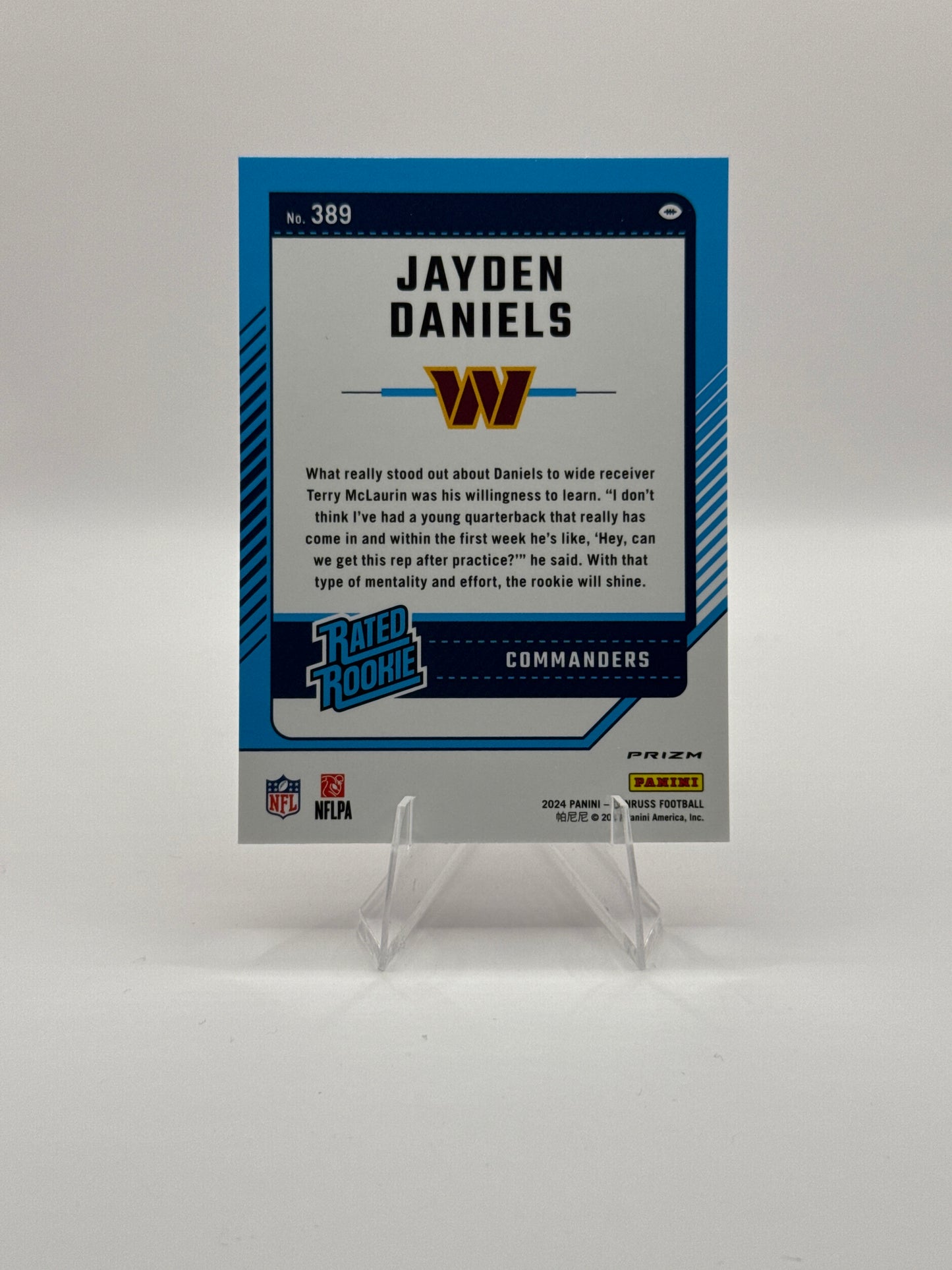 Jayden Daniels Rated Rookie #389 Pink Optic Holo 2024 Panini - Donruss Football