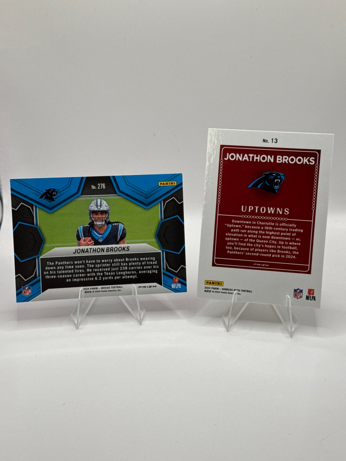 Jonathon Brooks (Rookie) #13 Uptowns and #276 Pink Camo NFL Debut