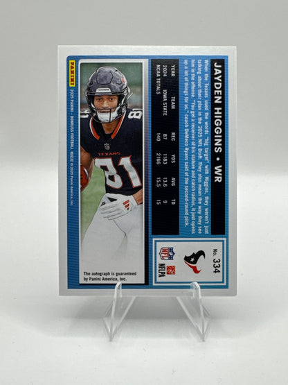 Jayden Higgins Rated Rookie #334 Purple Autograph 120/150 2025 Panini - Donruss Football