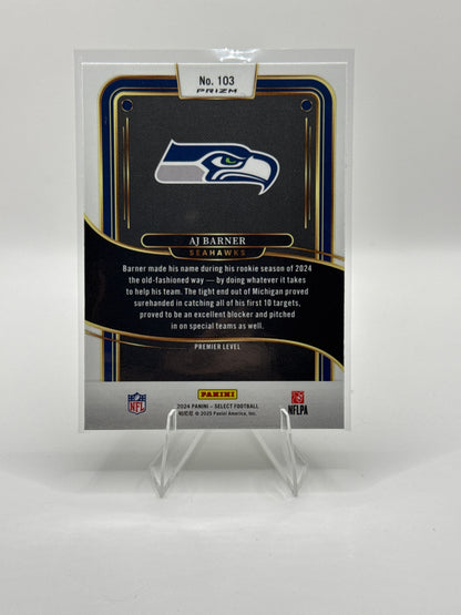 AJ Barner #103 Green Yellow Prizm Shock Premier Level 2024 Panini - Select Football