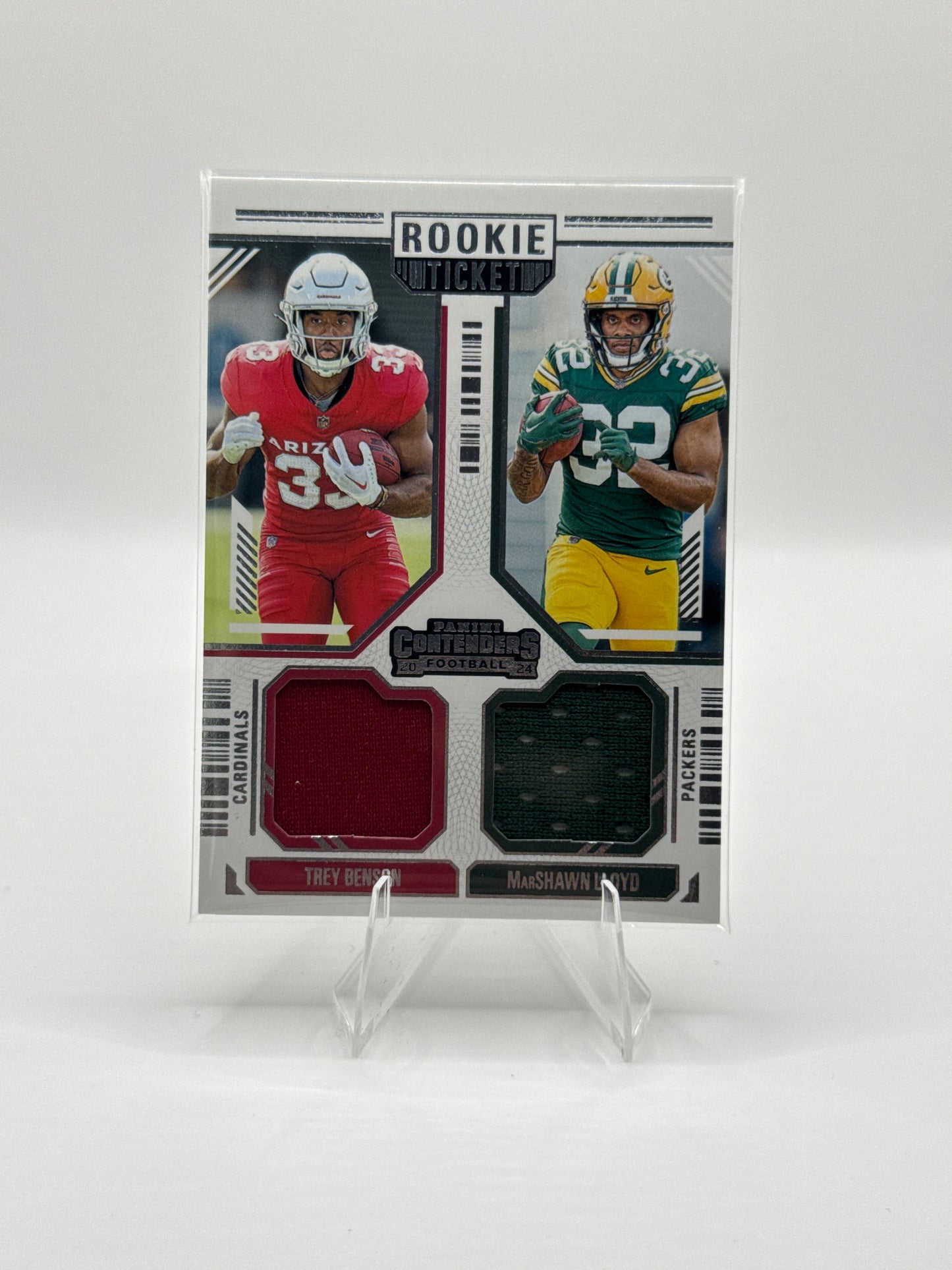 Trey Benson / MarShawn Lloyd #DS-7 Rookie Ticket Dual Swatch